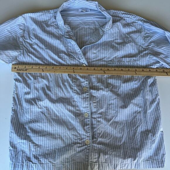 Marigot Amboise Short Pajama Set Sky Blue Striped Size Medium 100% Cotton Summer - Picture 8 of 13